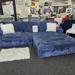 Blue Corduroy Sectional 
