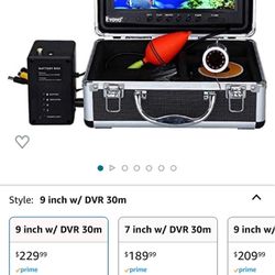 Underwater Fishing Camera Portable Video Fish Finder 1000TVL Waterproof Camera Underwater DVR Video Fish Cam w/ 12pcs Infrared Lights for Boat, Lake, 