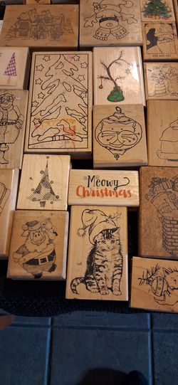 Vintage Chistmas wood rubber stamps 1990's ($4 each)