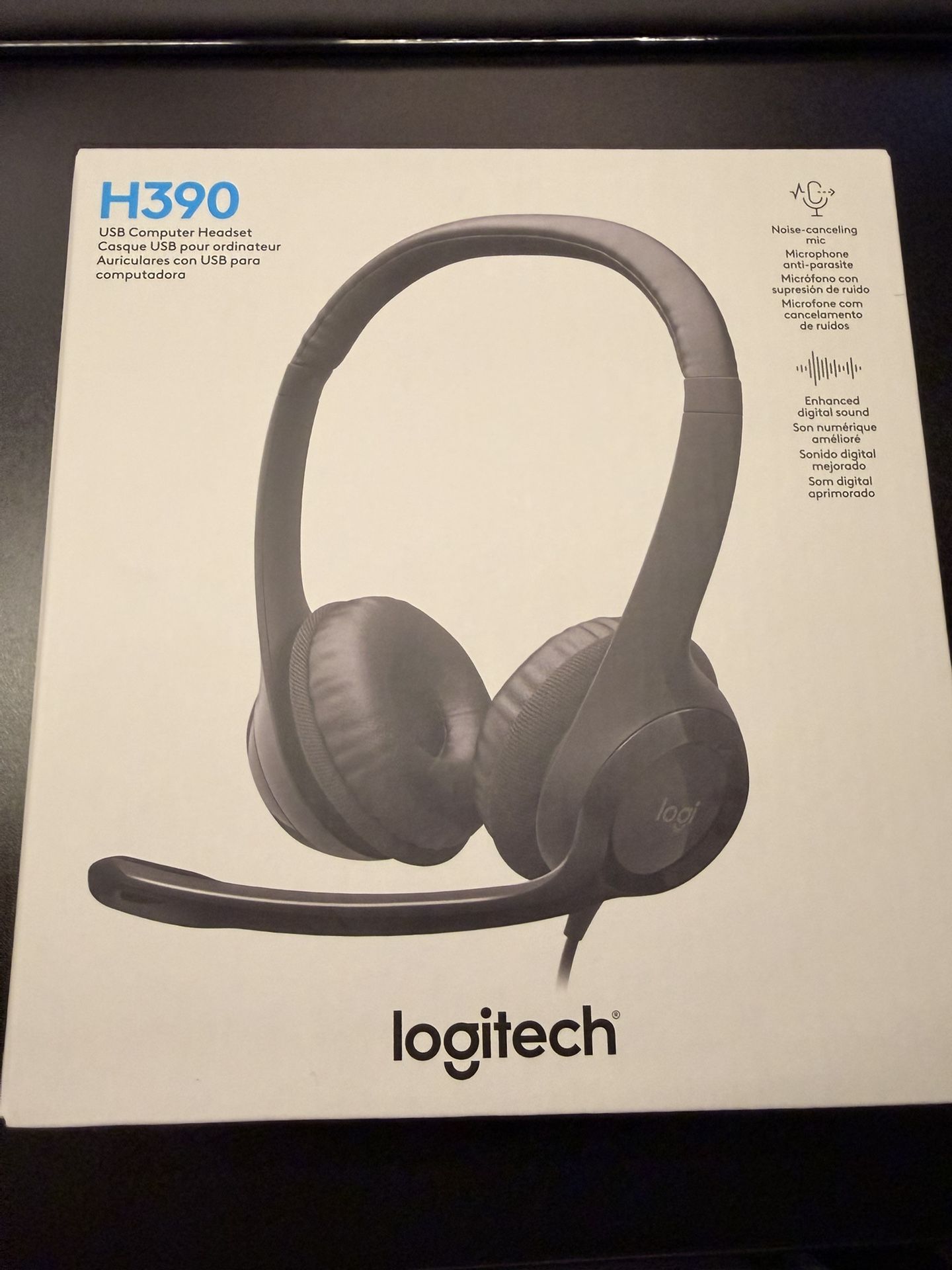 Logitech H390 Wired Headphones with Mic, USB-A Headset with Microphone for PC, Noise Cancelling Microphone for Video Meetings, Music, Gaming