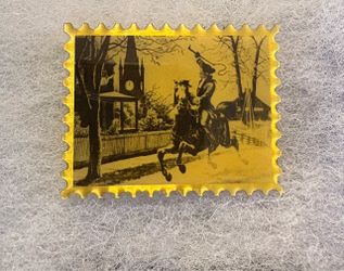 Vintage Paul Revere's Midnight Ride Brass Stamp Replica - Collectible