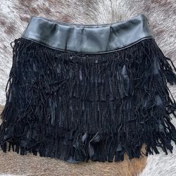 LEATHER FRINGE SHORTS