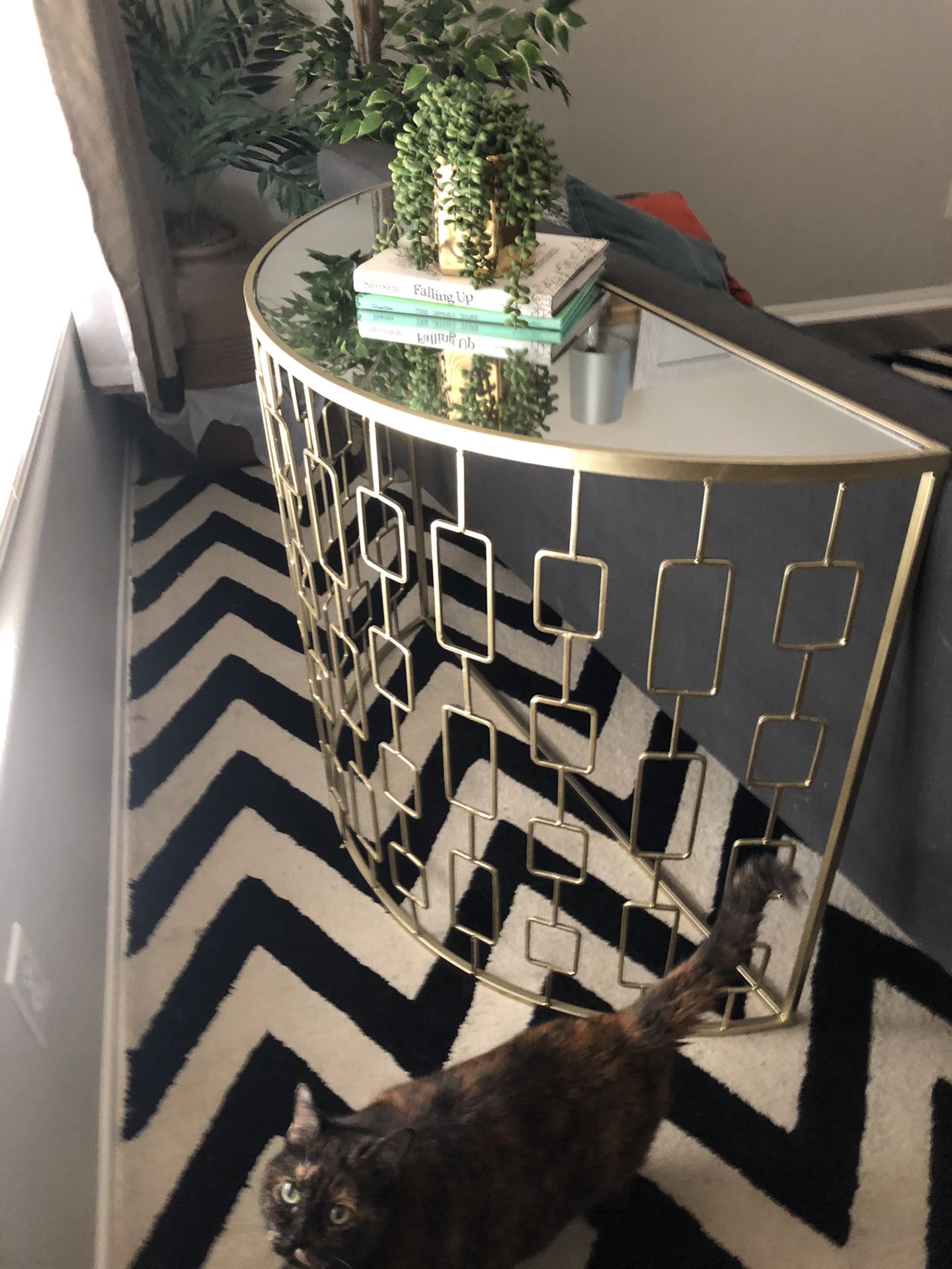 Steel End table - Gold & Mirror