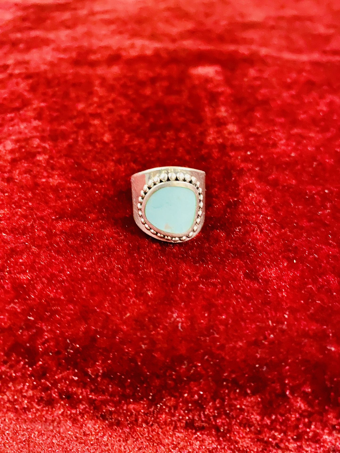 Vintage Sterling Silver & Turquoise Flat THAI Ring Size 6 Ring