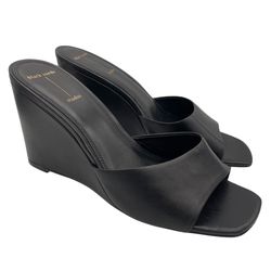 Black Suede Studio leather slip on wedge sandals women size 41/ 10US