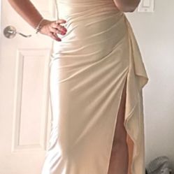 Women's Sexy One Shoulder High Split Cocktail Wedding Party Maxi Dress 