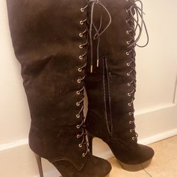 Knee High Suede Heels