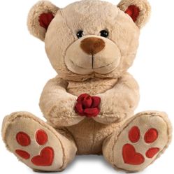 Donse Rose Flower Bear -11 inch Rose Flower Teddy Bear, Gift for Valentines Day, Wedding, Mothers Day and Anniversary, Great Gifts for Wife Fiancée Gi