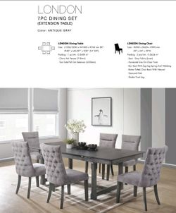 Dining Set 7pcs Color Grey