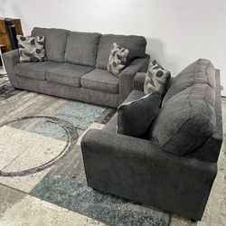 Gray Couch Set Free Delivery Loveseat Sofa