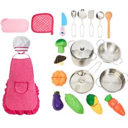 PlayHiland 23pcs Play Kitchen Accessories & Chef Set