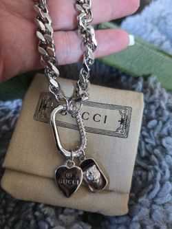 Silver Chain Necklace with Charms