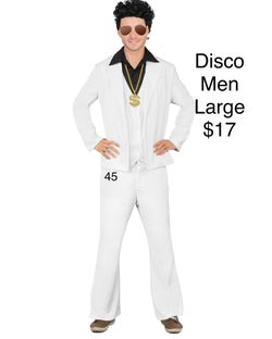 Disco Saturday Night Fever Costume 70s Dance Men Large
