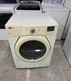 Whirlpool front load Electric Dryer, drying machine,  Clean, tested and ready to go. You may test at my location.
60 day warranty on all appliances. (