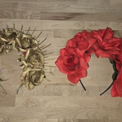 Red Flower Crown, Gold Flower Crown