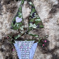 Salina’s Two Piece Bikini Set Camo Print Size Small 