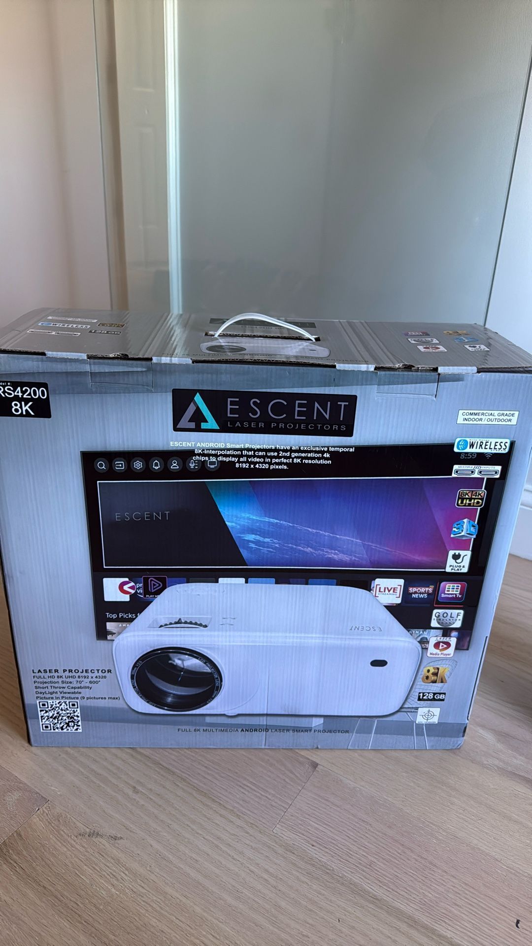 OBO (NEW) Escent Laser Projector RS4200 8k W/ UHDTV Projector Screen (i-Motorized)