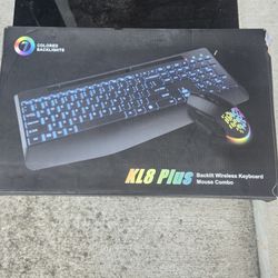 Wireless Keyboard and Mouse Backlit, Wrist Rest, LED Mouse, Rechargeable Ergonomic Keyboard with Phone Holder, Silent Light Up Combo for Computer, Mac