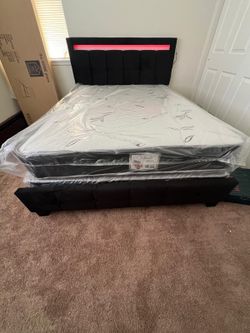Queen LED Bed Package , Bed , Matress And Box Spring 