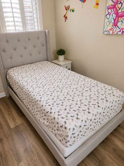 Twin bedframe and headboard Gray