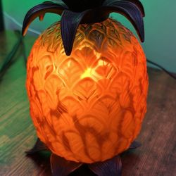 Vintage Brass and Art Glass Pineapple Lamp Andrea by Sadek Stamped Original