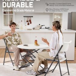 Outdoor Folding Set, Zeta Pro 32" Folding Table with 2 Folding Chairs