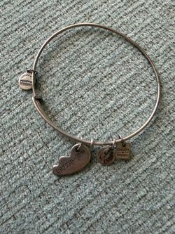 Alex and Ani Silver Half Heart “Friends” Charm Silver Bangle Expandable Bracelet