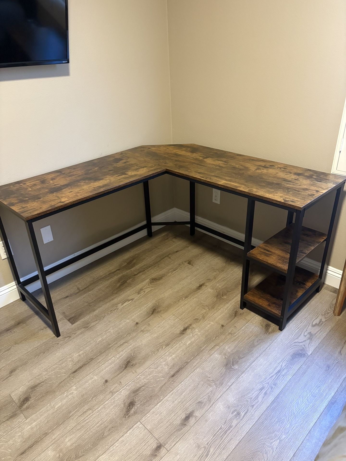 VASAGLE L-Shaped Computer Desk, Corner Desk, 54-Inch Writing Study Workstation, Rustic Brown