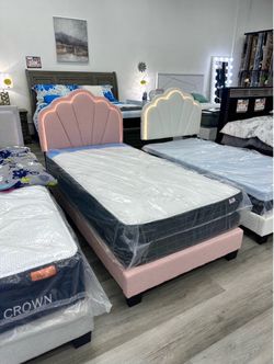 New twin bed frame with mattress