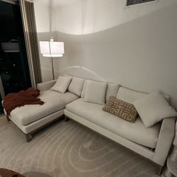 Emma White Fabric Left Sectional Sofa