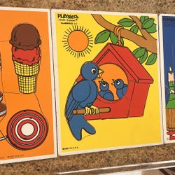 Vintage 1980’s Playskool Puzzles total of 3 Made in USA