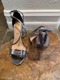 Metallic Patent Leather Strappy Heeled Sandals