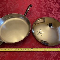 Vintage Classic Farberware 12" Stainless Steel Aluminum Clad Skillet -