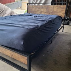 Queen, Steel Bed Frame And Headboard.