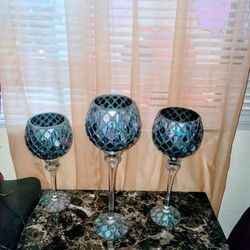 Glass Mosaic Gobblet/Candle Holders
