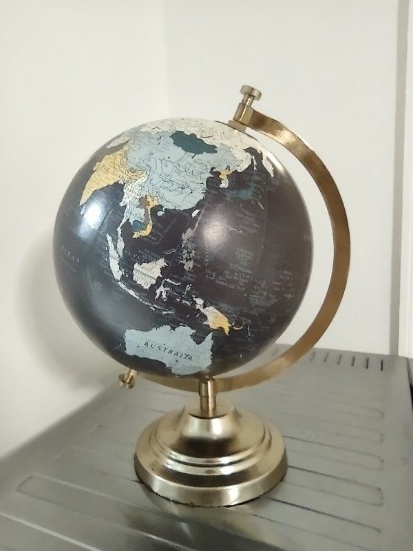 12” Desktop Globe made in India With Gold Base, 1:72,000 Scale Made 2014.