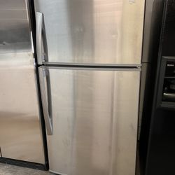 Stainless Steel Top Freezer Refrigerator 33” Wide Used 