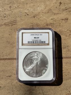 2004 American Silver Eagle Coin NGC MS69 1oz .999 Fine Silver
