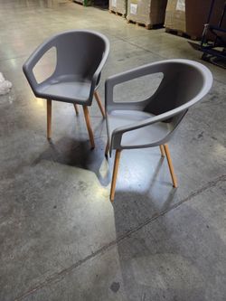 National Deker Waiting Room Chairs With Wood Frames, Dark Gray/Brown, Set Of 2 Chairs
