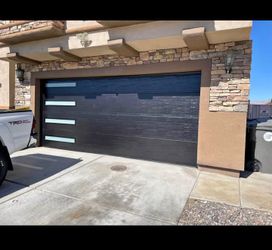 Modern Dark Gray Garage Door with Windows