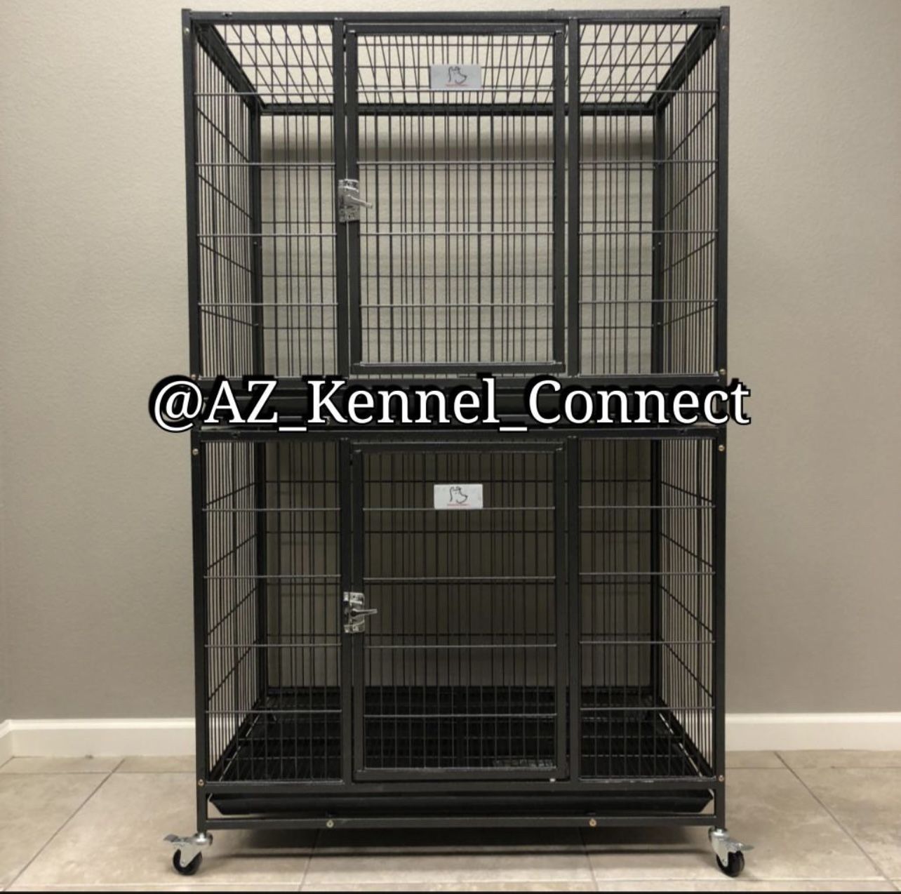 2 Tier Dog Kennel Cage 🐕🐾 With Wheels And Removable Trays‼️🐶