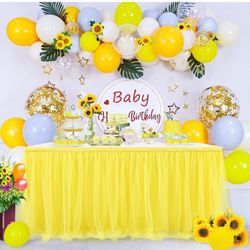 6ft. Yellow Tulle Polyester Table Skirts for Rectangle or Round Tables