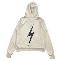 Aviator Nation Classic Bolt Hoodie Womens Small S Beige Jacket Sweatshirt Zip Up