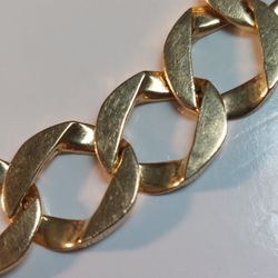 14k Yellow Gold Cuban Link Mens Bracelet 9" In Length 