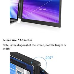 P2 Pro Portable Triple Monitor for Laptop, 13.3 ” Laptop Monitor Screen External Dual Screen Extender with One Cable Connect for 13”-16.5” Mac Windows