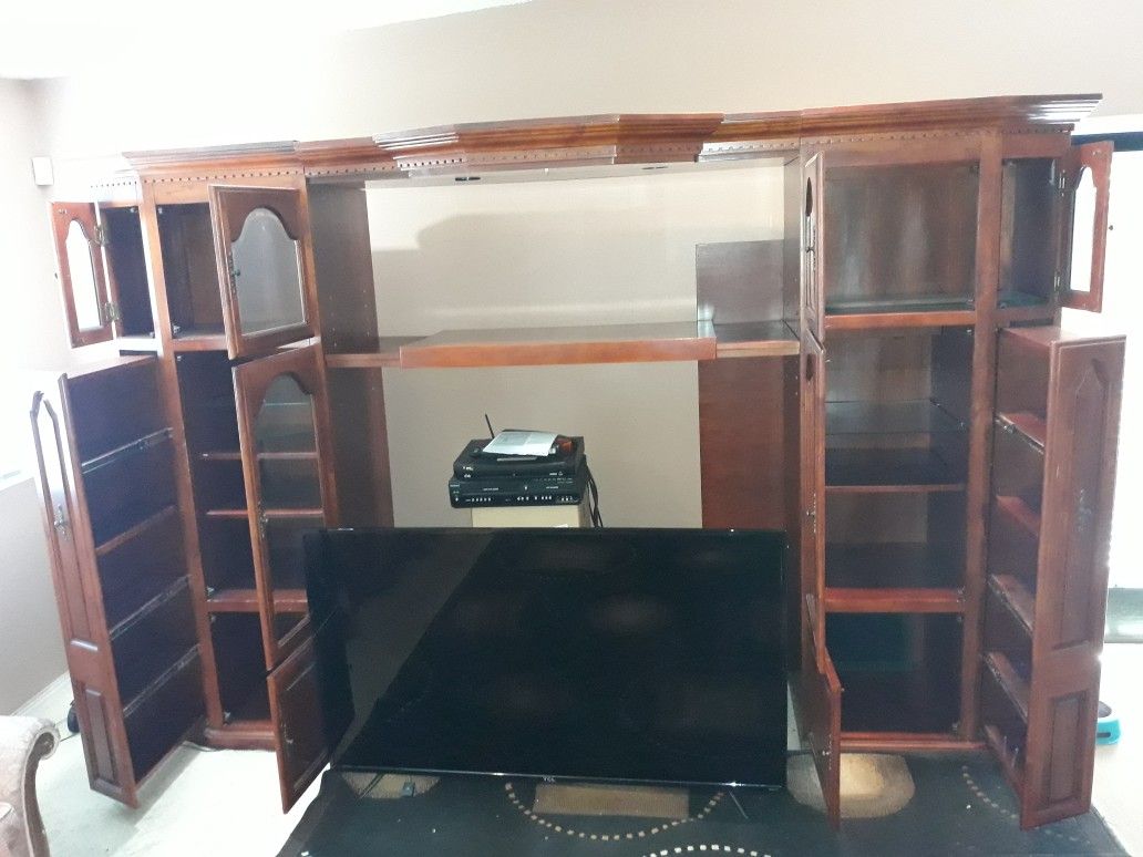 Solid cherry-wood Entertainment Center like new