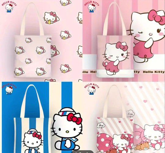 Hello kitty kawaii canvas tote bag New