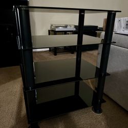 4-Tier Media Stand Audio/Video Component Cabinet with Glass Shelf for/Apple Tv/Xbox One/ps4