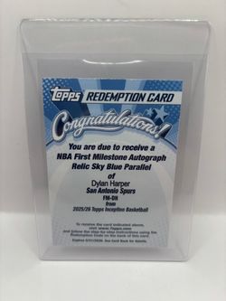 Dylan Harper Topps Inception Sky Blue First Milestone Redemption