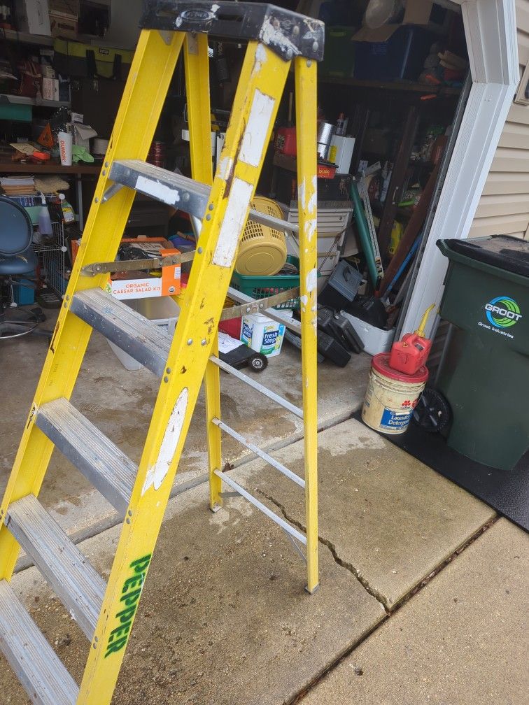 6 Ft Werner Step Ladder 250 Lb Capacity OSHA Approved Fiberglass Heavy Duty & Lightweight